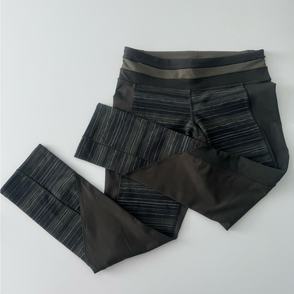 Lululemon Womens Green Gator Give Me Qi Cyber Stripe Fatigue Crop Legging Size 4 - Picture 7 of 9
